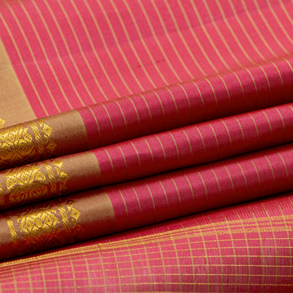 Pink And Beige Kanchipuram Silk Saree For Festive Wear PV KNN 325