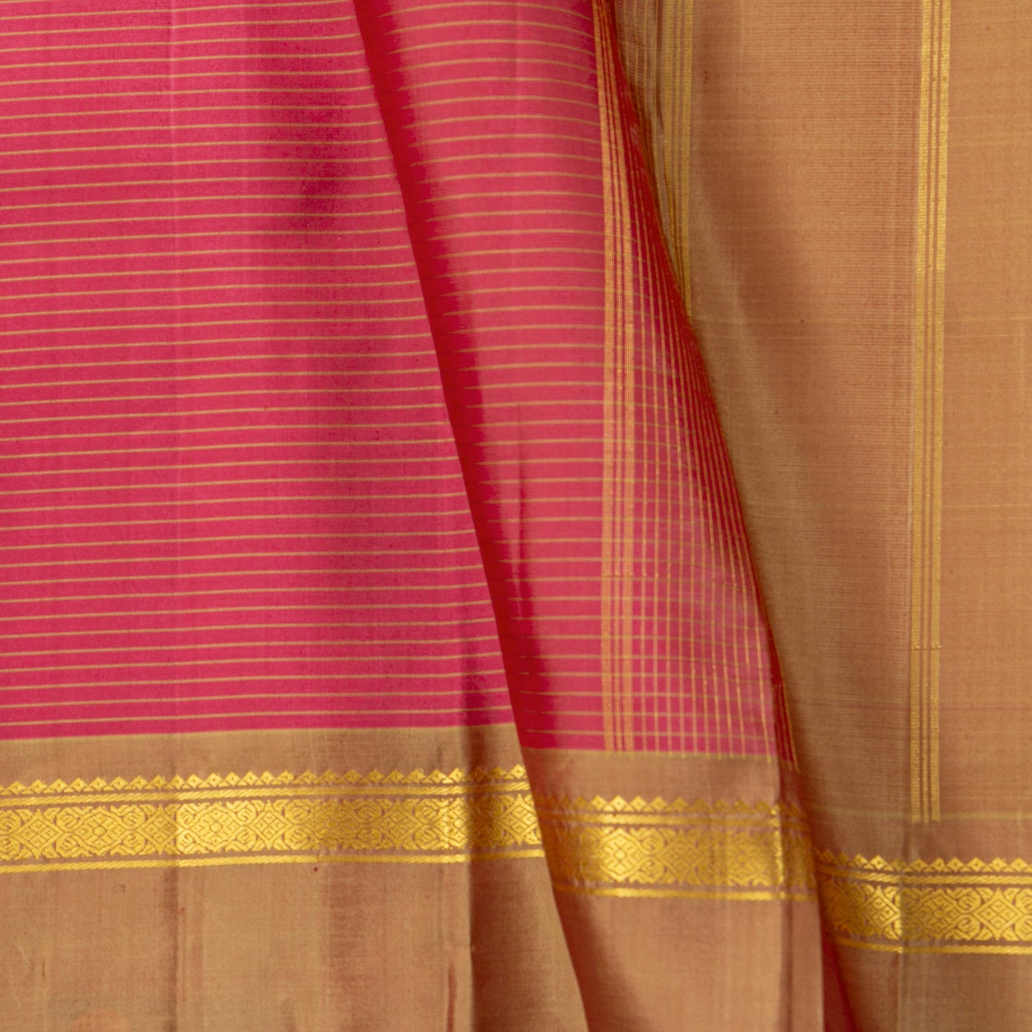 Pink And Beige Kanchipuram Silk Saree For Festive Wear PV KNN 325