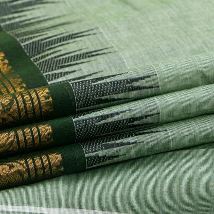 Green Kanchi Cotton Saree For Festive Wear PV MM KC 512