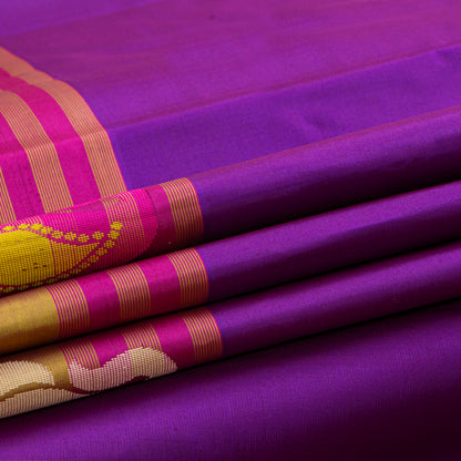 Magenta And Beige Kanchipuram Silk Saree For Festive Wear PV KNN 334