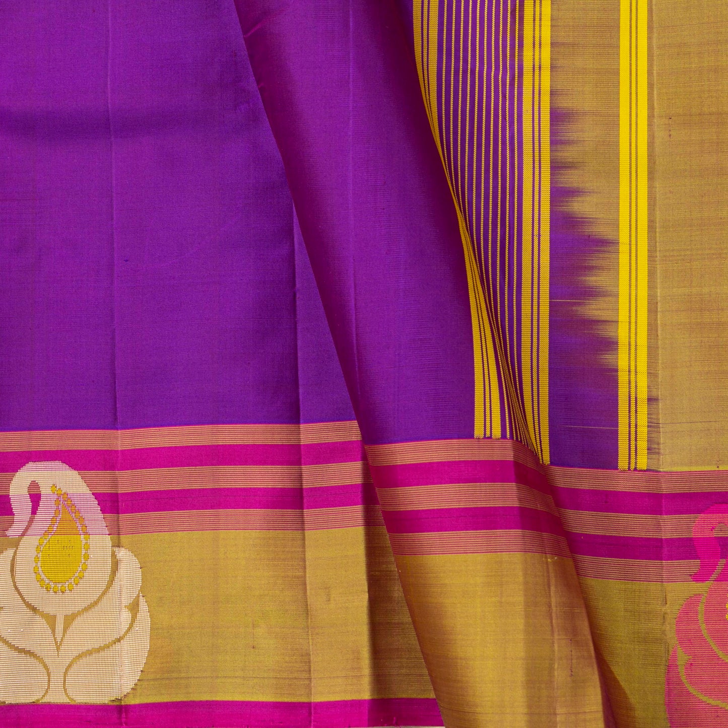 Magenta And Beige Kanchipuram Silk Saree For Festive Wear PV KNN 334