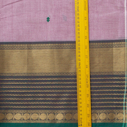 Lilac And Teal  Kanchi Cotton Saree For Festive Wear PV MM KC 554