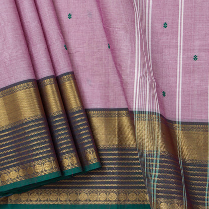 Lilac And Teal  Kanchi Cotton Saree For Festive Wear PV MM KC 554