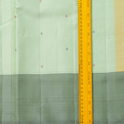 Elachi Green Ganga Jamuna Border Kanchipuram Silk Saree For Festive Wear PV KNN 337