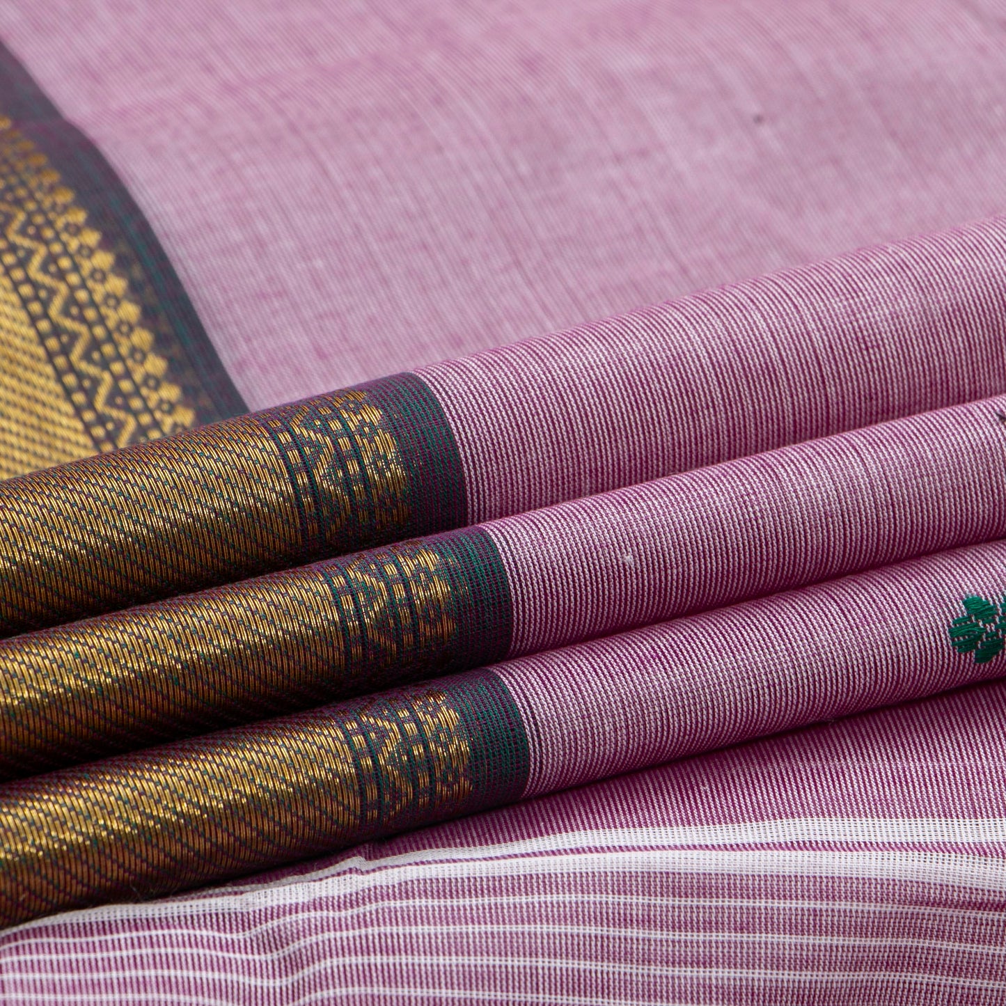 Lilac And Teal  Kanchi Cotton Saree For Festive Wear PV MM KC 554