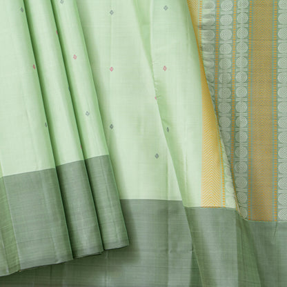 Elachi Green Ganga Jamuna Border Kanchipuram Silk Saree For Festive Wear PV KNN 337