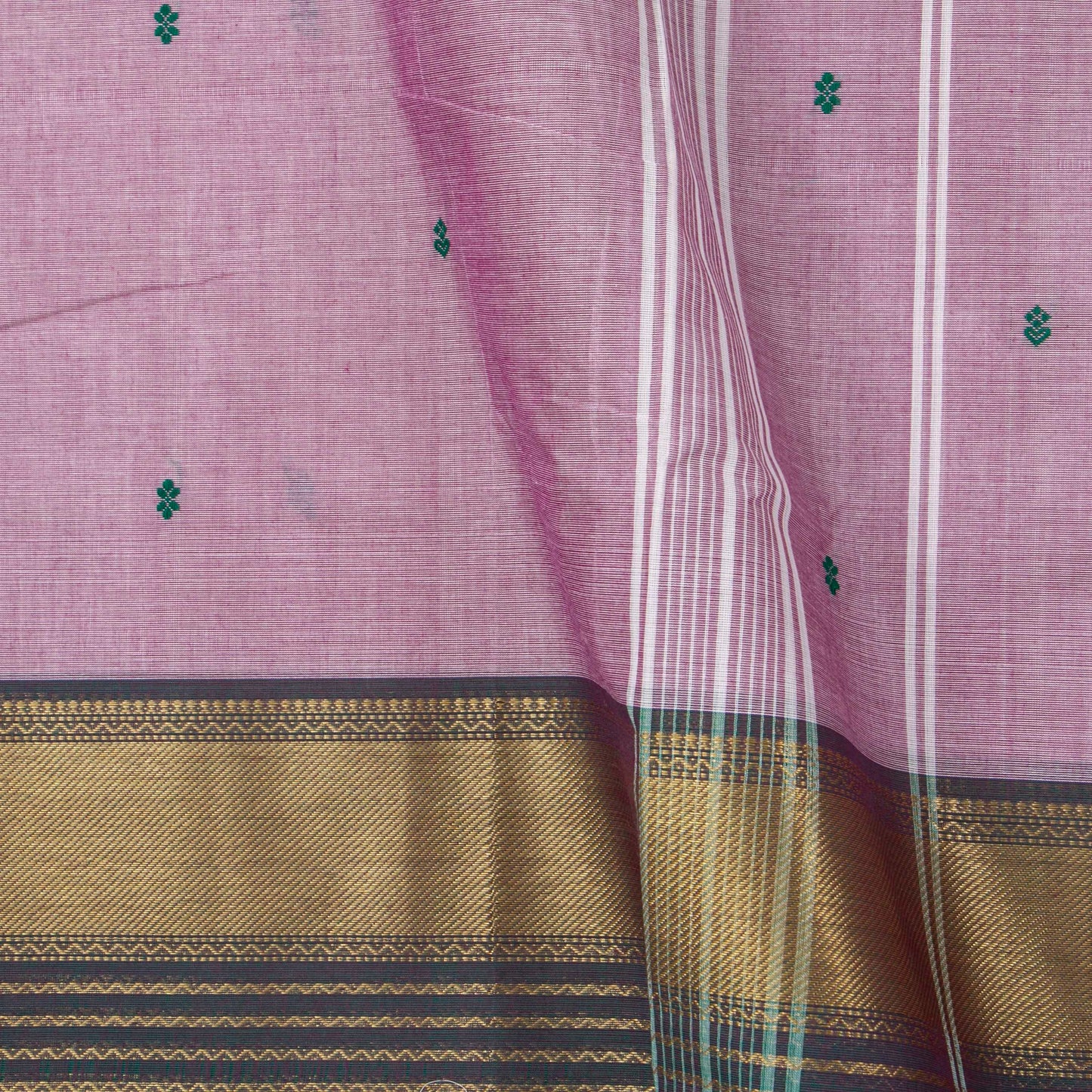 Lilac And Teal  Kanchi Cotton Saree For Festive Wear PV MM KC 554