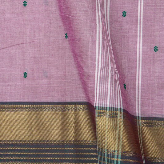 Lilac And Teal Kanchi Cotton Saree For Festive Wear PV MM KC 554 - Cotton Saree - Panjavarnam PV MM KC 554