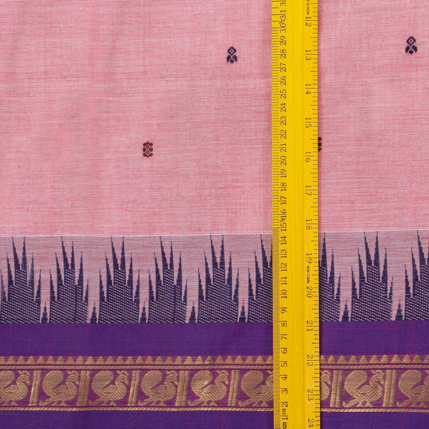 Pink Kanchi Cotton Saree With Ganga Jamuna Border For Festive Wear PV MM KC 455 - Cotton Saree - Panjavarnam PV MM KC 455