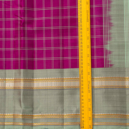 Magenta And Elachi Green Kanchipuram Silk Saree For Festive Wear PV KNN 335