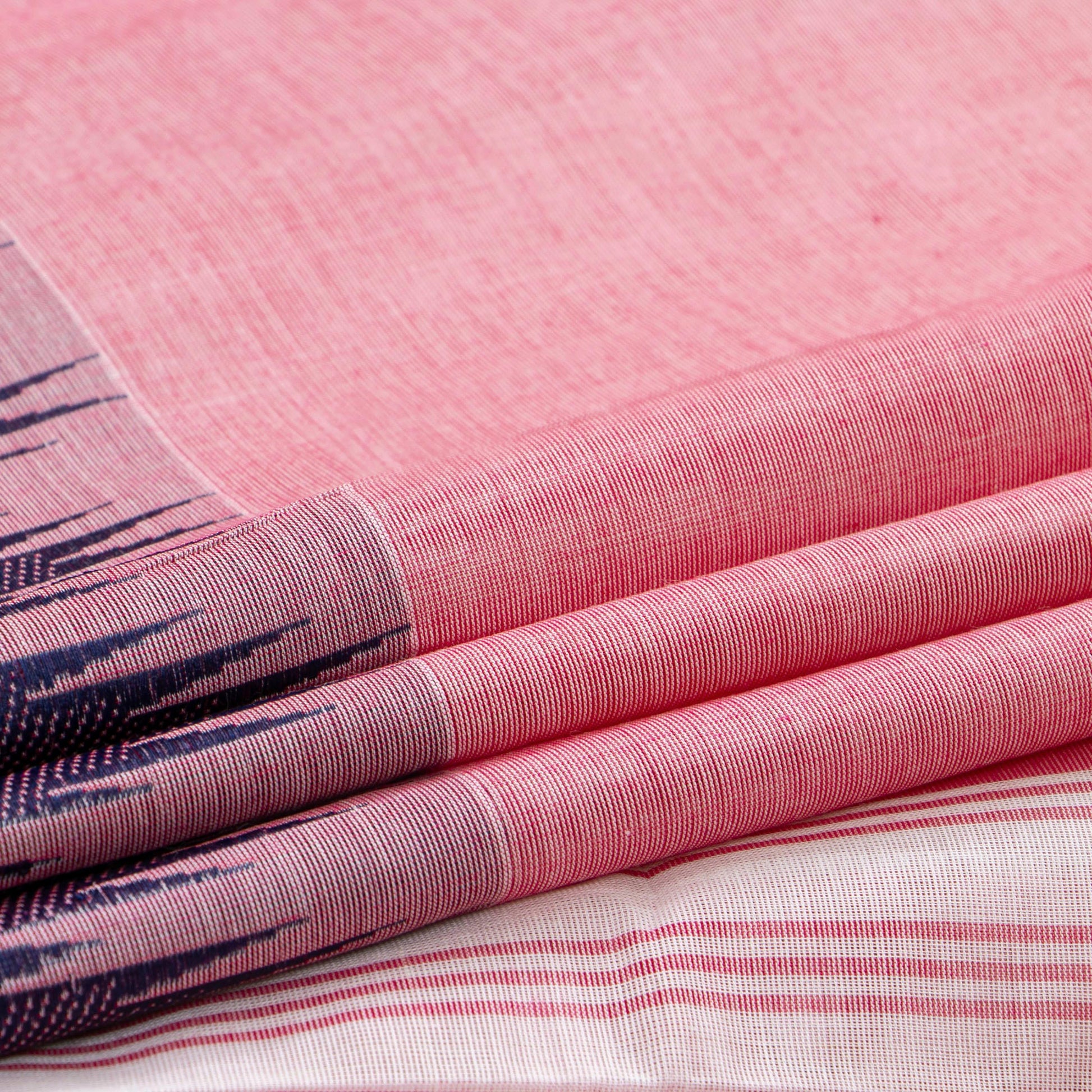 Pink Kanchi Cotton Saree With Ganga Jamuna Border For Festive Wear PV MM KC 455 - Cotton Saree - Panjavarnam PV MM KC 455