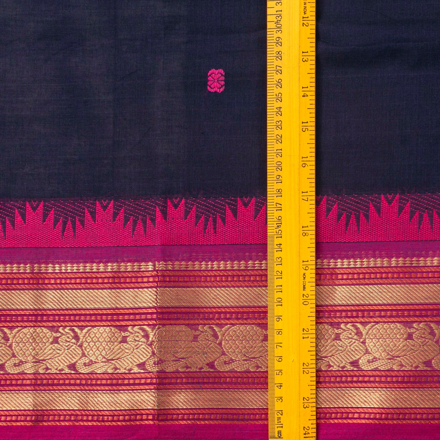 Blue And Pink Kanchi Cotton Saree For Festive Wear PV MM KC 562
