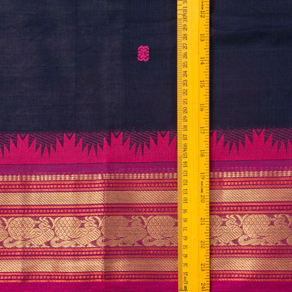 Blue And Pink Kanchi Cotton Saree For Festive Wear PV MM KC 562