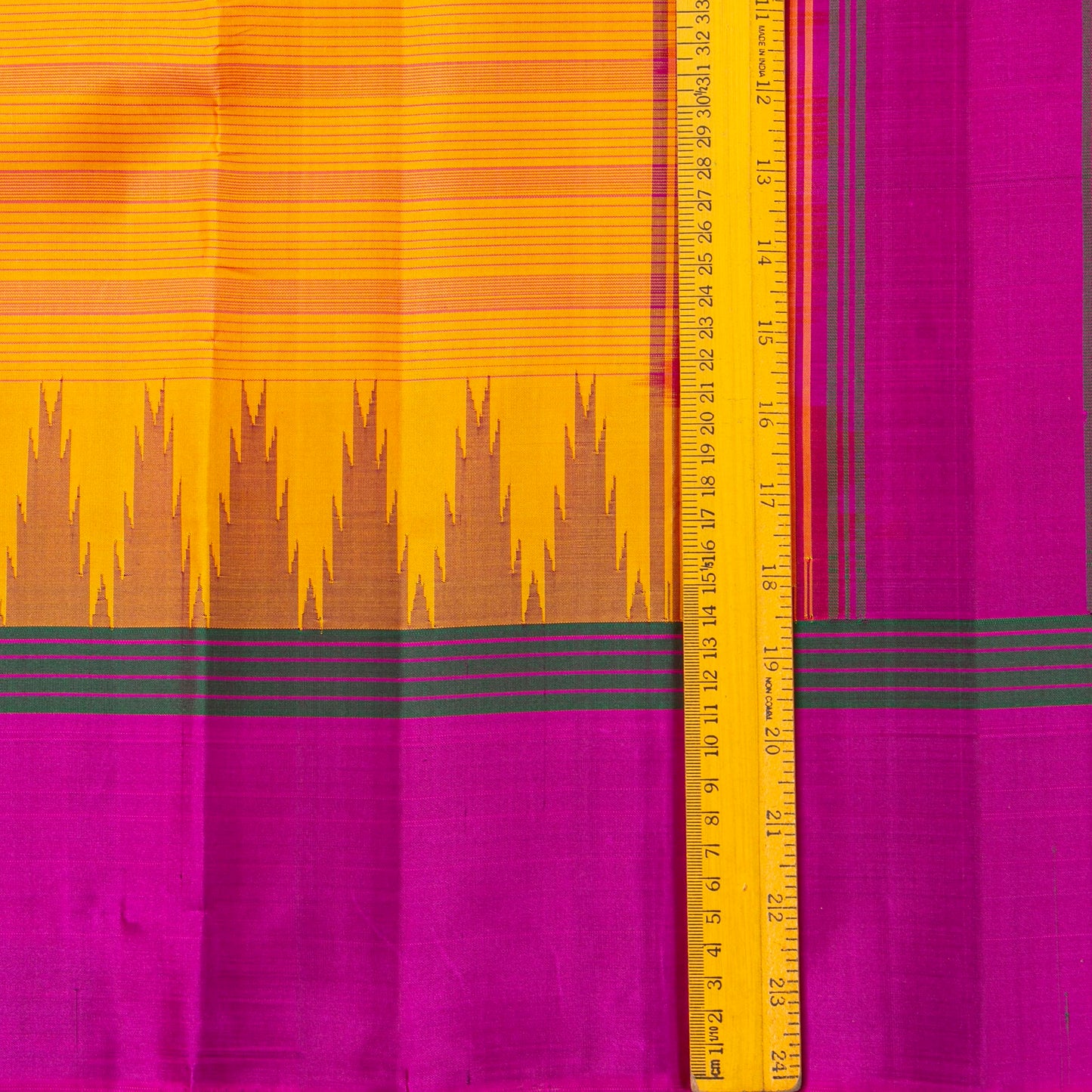 Yellow Ganga Jamuna Border Kanchipuram Silk Saree For Festive Wear PV KNN 338
