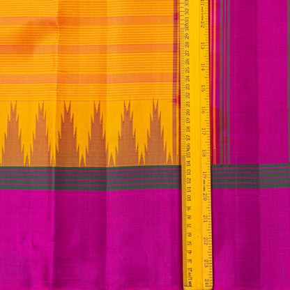 Yellow Ganga Jamuna Border Kanchipuram Silk Saree For Festive Wear PV KNN 338