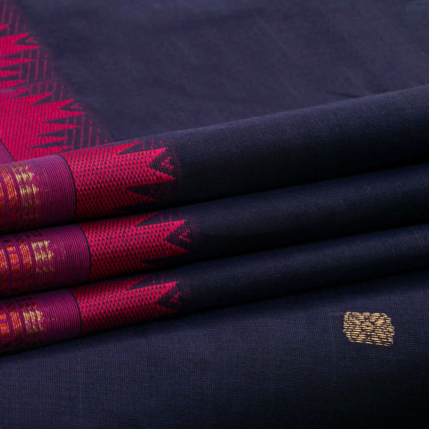 Blue And Pink Kanchi Cotton Saree For Festive Wear PV MM KC 562