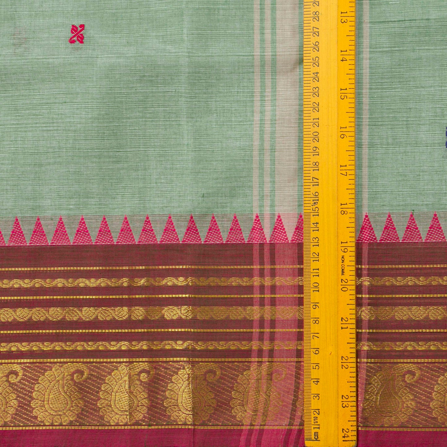 Pista Green And Brown Kanchi Cotton Saree WIth Ganga Jamuna Border For Festive Wear PV MM KC 427