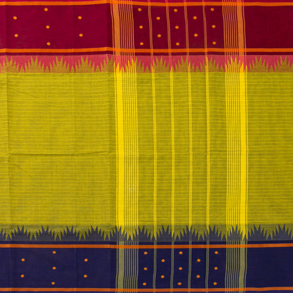 Green Kanchi Cotton Saree Ganga Jamuna Border PV MM KC 200