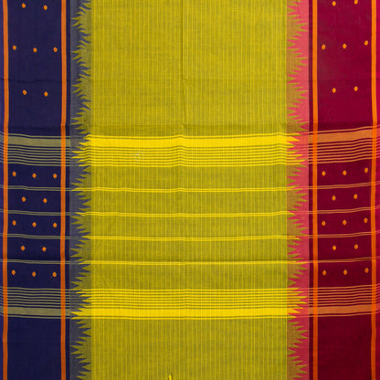 Green Kanchi Cotton Saree Ganga Jamuna Border PV MM KC 200