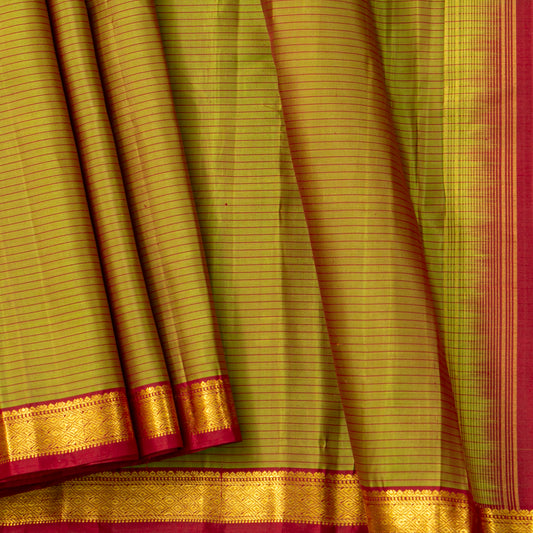 Green And Red Kanchipuram Silk Saree For Festive Wear PV KNN 324