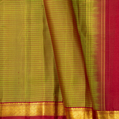 Green And Red Kanchipuram Silk Saree For Festive Wear PV KNN 324