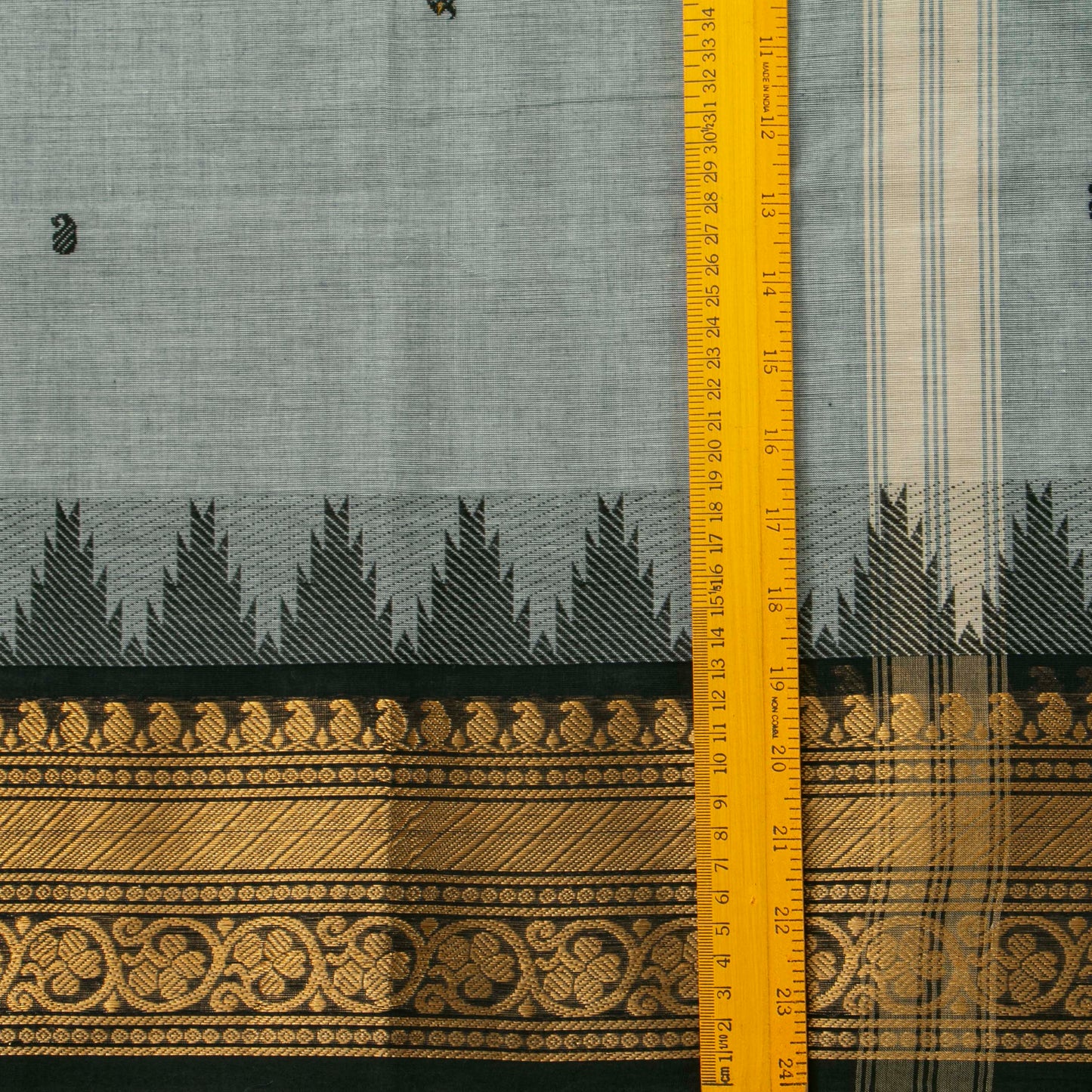 Grey And Black Kanchi Cotton Saree For Festive Wear PV MM KC 607