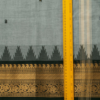 Grey And Black Kanchi Cotton Saree For Festive Wear PV MM KC 607