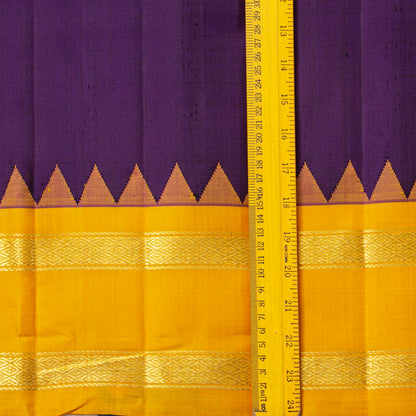 Purple Ganga Jamuna Border Kanchipuram Silk Saree For Festive Wear PV KNN 344
