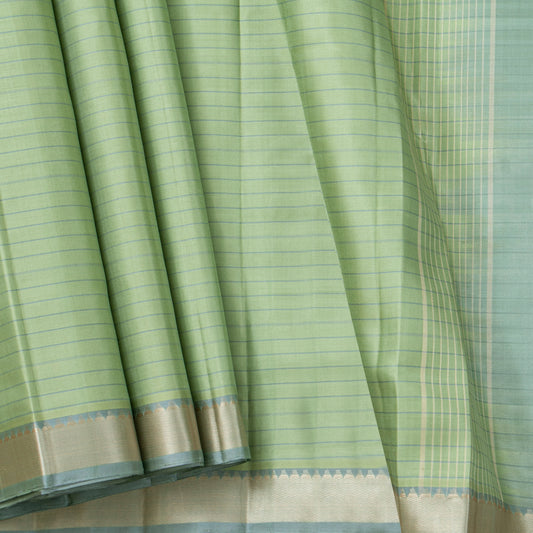 Elachi Green And Blue Kanchipuram Silk Saree For Festive Wear PV KNN 333