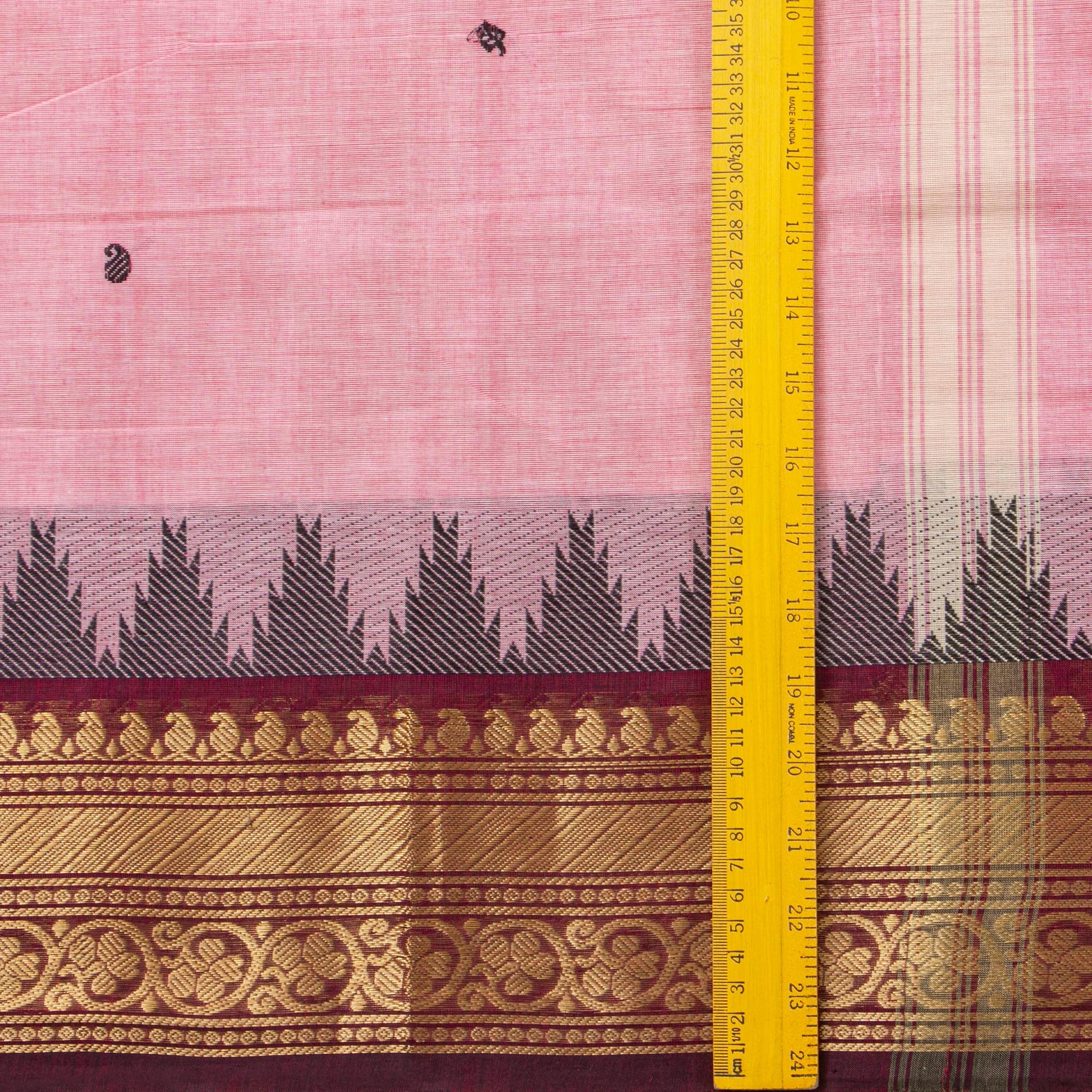 Pink And Maroon Kanchi Cotton Saree For Festive Wear PV MM KC 511 - Cotton Saree - Panjavarnam .PV MM KC 511