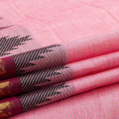 Pink And Maroon Kanchi Cotton Saree For Festive Wear PV MM KC 511 - Cotton Saree - Panjavarnam .PV MM KC 511