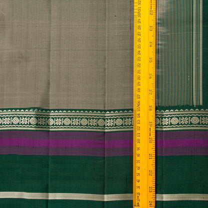 Beige And Green Kanchipuram Silk Saree For Office Wear PV KNN 329