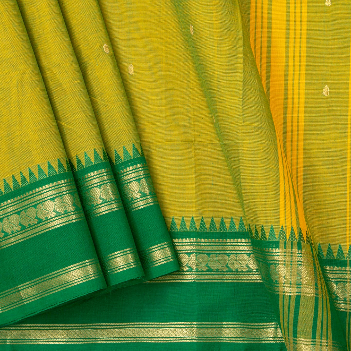 Green Kanchi Cotton Saree For Festive Wear PV MM KC 555