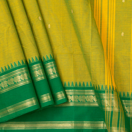 Green Kanchi Cotton Saree For Festive Wear PV MM KC 555