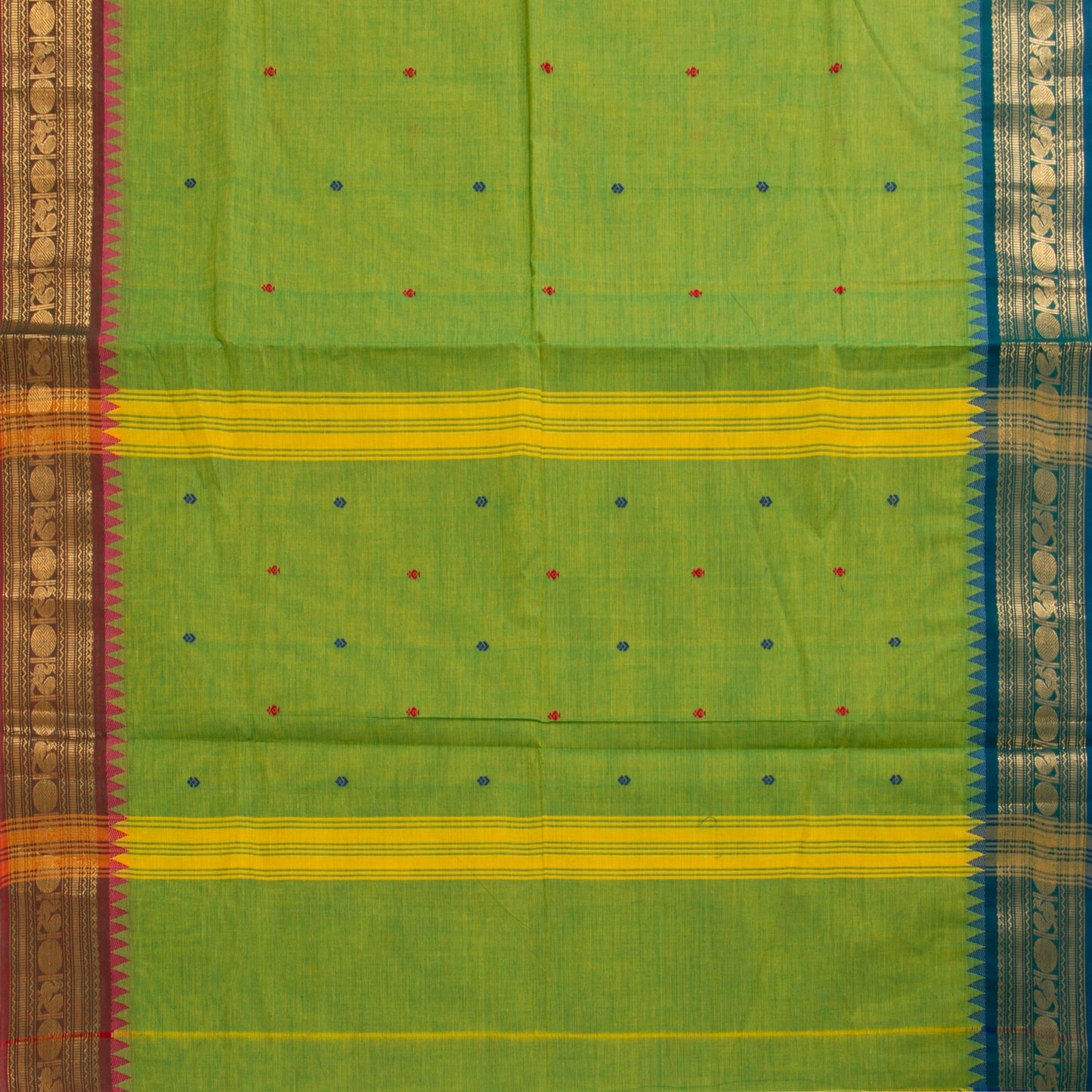 Green Kanchi Cotton Saree Ganga Jamuna Border PV MM KC 170