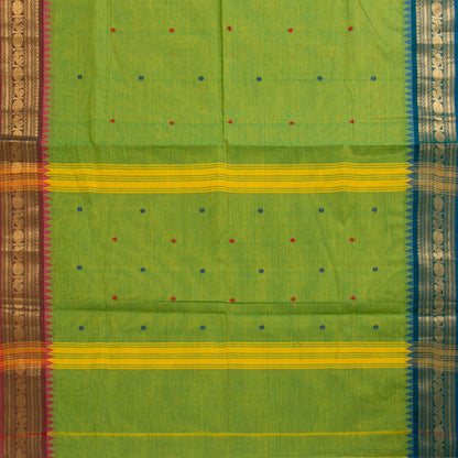 Green Kanchi Cotton Saree Ganga Jamuna Border PV MM KC 170