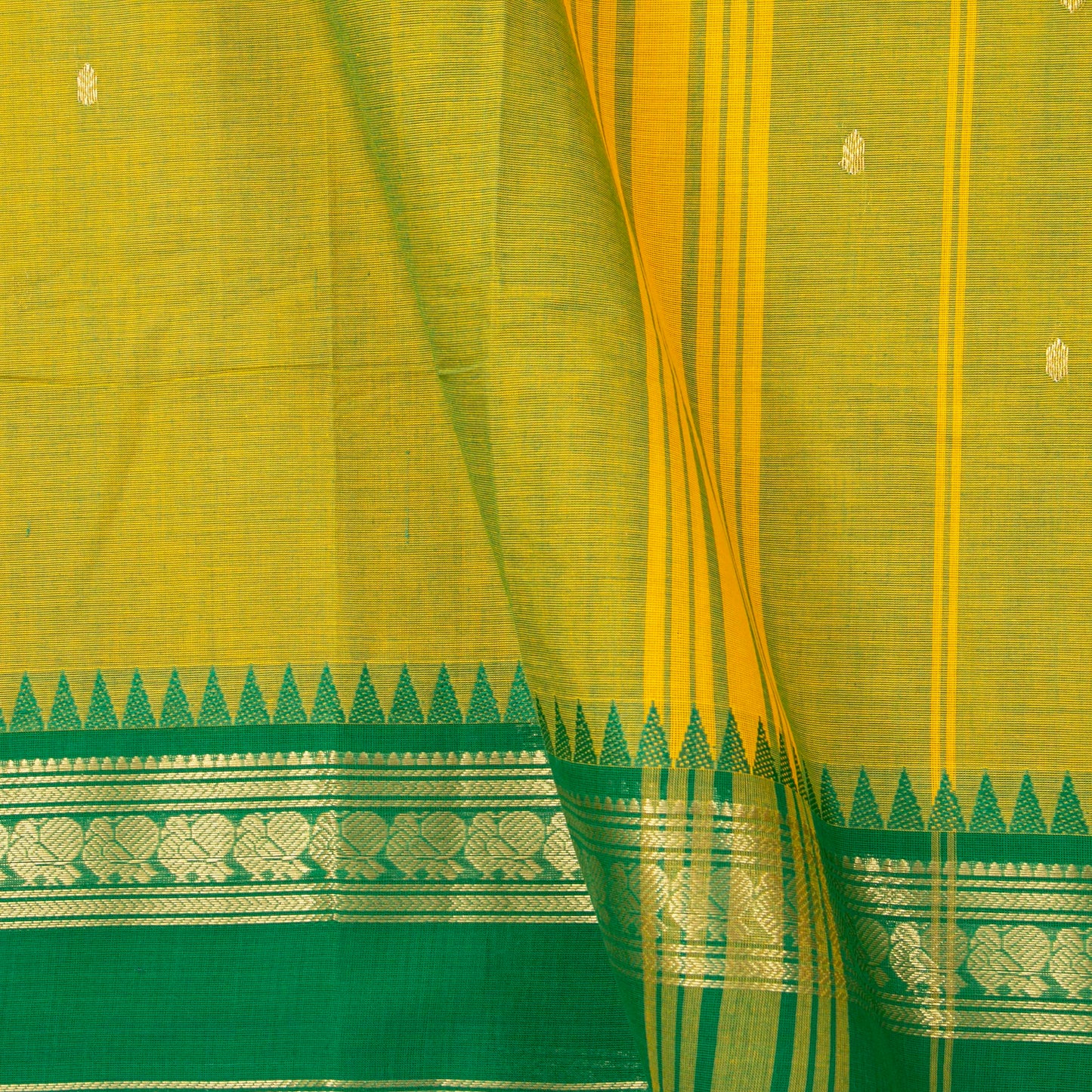 Green Kanchi Cotton Saree For Festive Wear PV MM KC 555