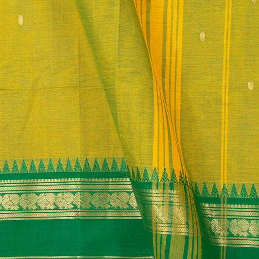 Green Kanchi Cotton Saree For Festive Wear PV MM KC 555