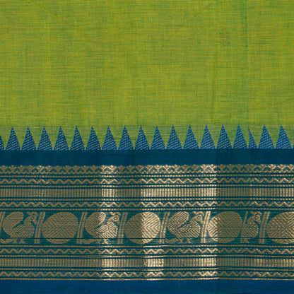 Green Kanchi Cotton Saree Ganga Jamuna Border PV MM KC 170