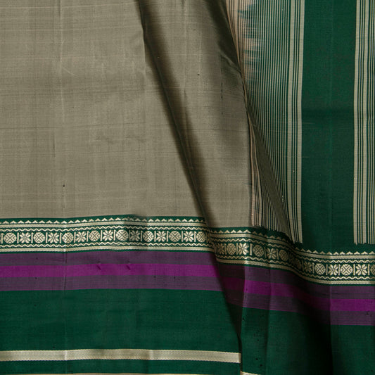 Beige And Green Kanchipuram Silk Saree For Office Wear PV KNN 329