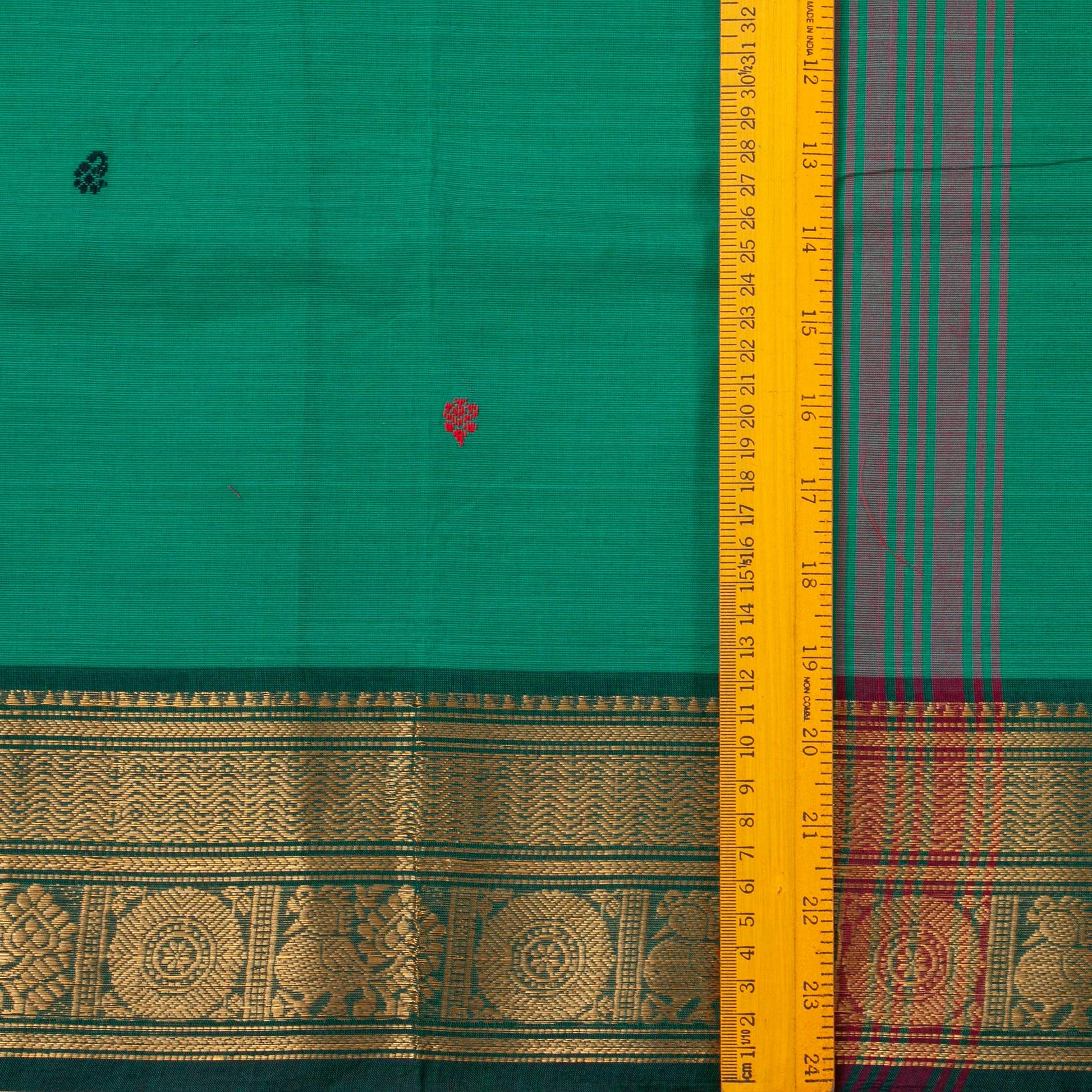 Green Kanchi Cotton Saree Ganga Jamuna Border For Festive Wear PV MM KC 498 - Cotton Saree - Panjavarnam PV MM KC 498