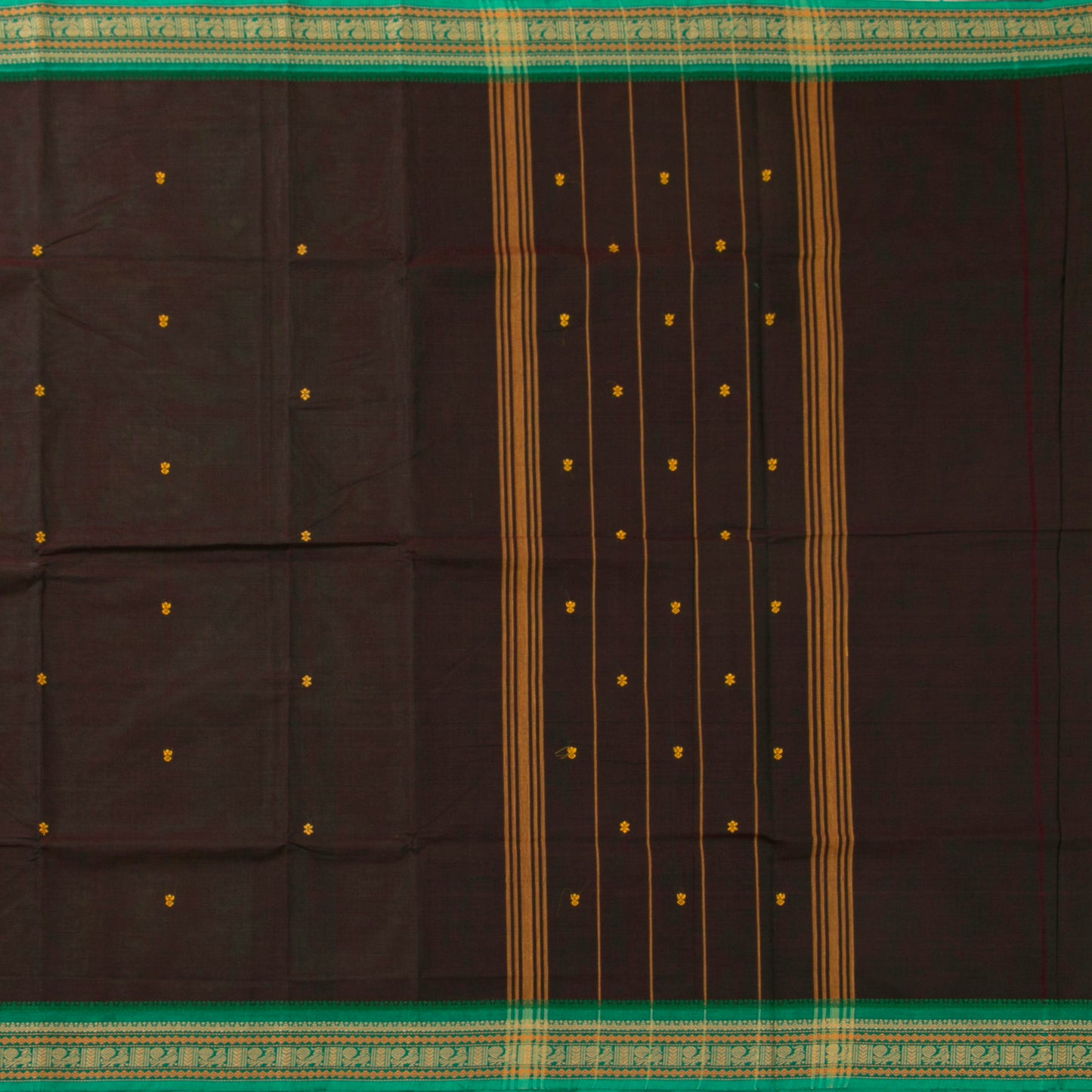 Brown And Green Kanchi Cotton Saree PV MM KC 181