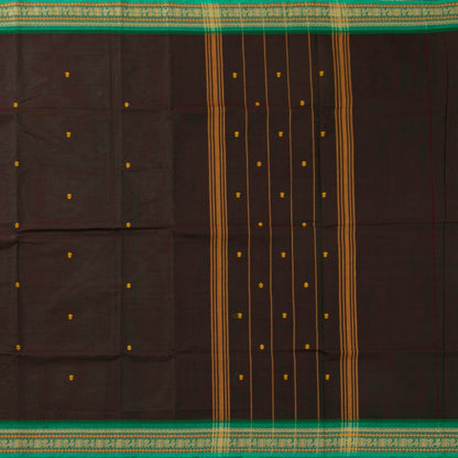Brown And Green Kanchi Cotton Saree PV MM KC 181