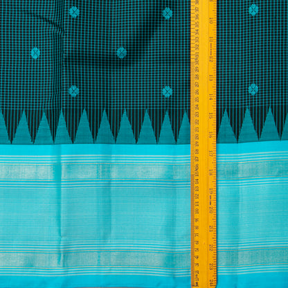 Black And Turquoise Kanchipuram Silk Saree For Office Wear PV KNN 343
