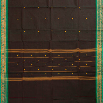 Brown And Green Kanchi Cotton Saree PV MM KC 181