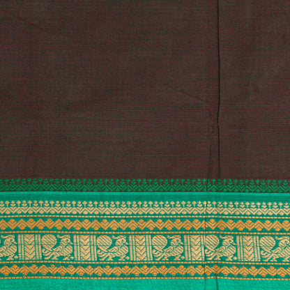 Brown And Green Kanchi Cotton Saree PV MM KC 181