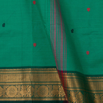 Green Kanchi Cotton Saree Ganga Jamuna Border For Festive Wear PV MM KC 498 - Cotton Saree - Panjavarnam PV MM KC 498