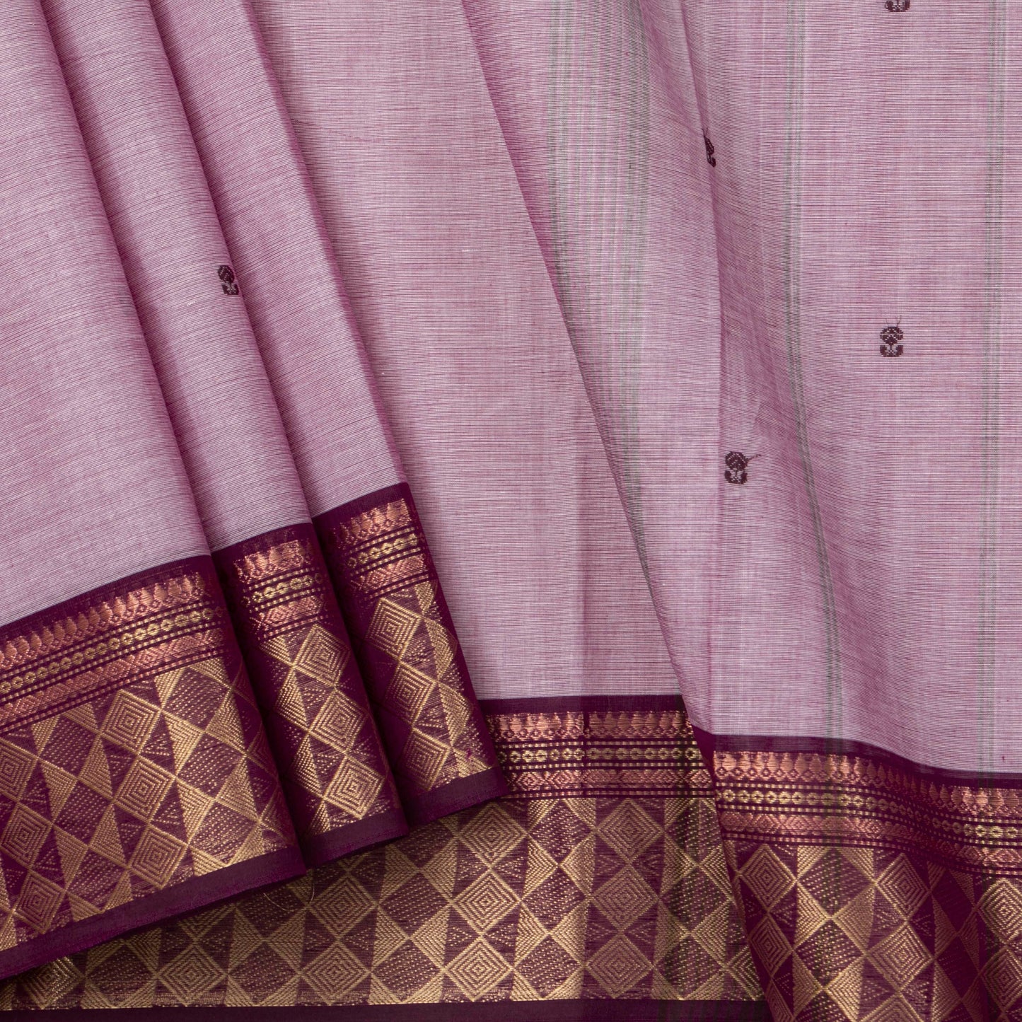 Lilac And Purple Kanchi Cotton Saree For Festive Wear PV MM KC 485