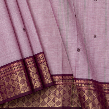 Lilac And Purple Kanchi Cotton Saree For Festive Wear PV MM KC 485