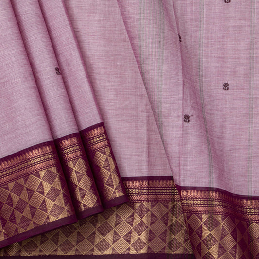 Lilac And Purple Kanchi Cotton Saree For Festive Wear PV MM KC 485